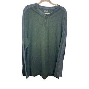Duluth Trading Mens Longtail T Long Sleeve Henley Shirt Sz L‎ Green Colorblock